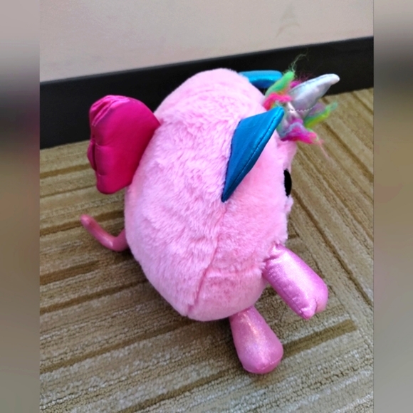 Zuru Rainbowcorns Plush Pink Cat Unicorn Silver Heart on Stomach Stuffed Toy 10" - Picture 3 of 16